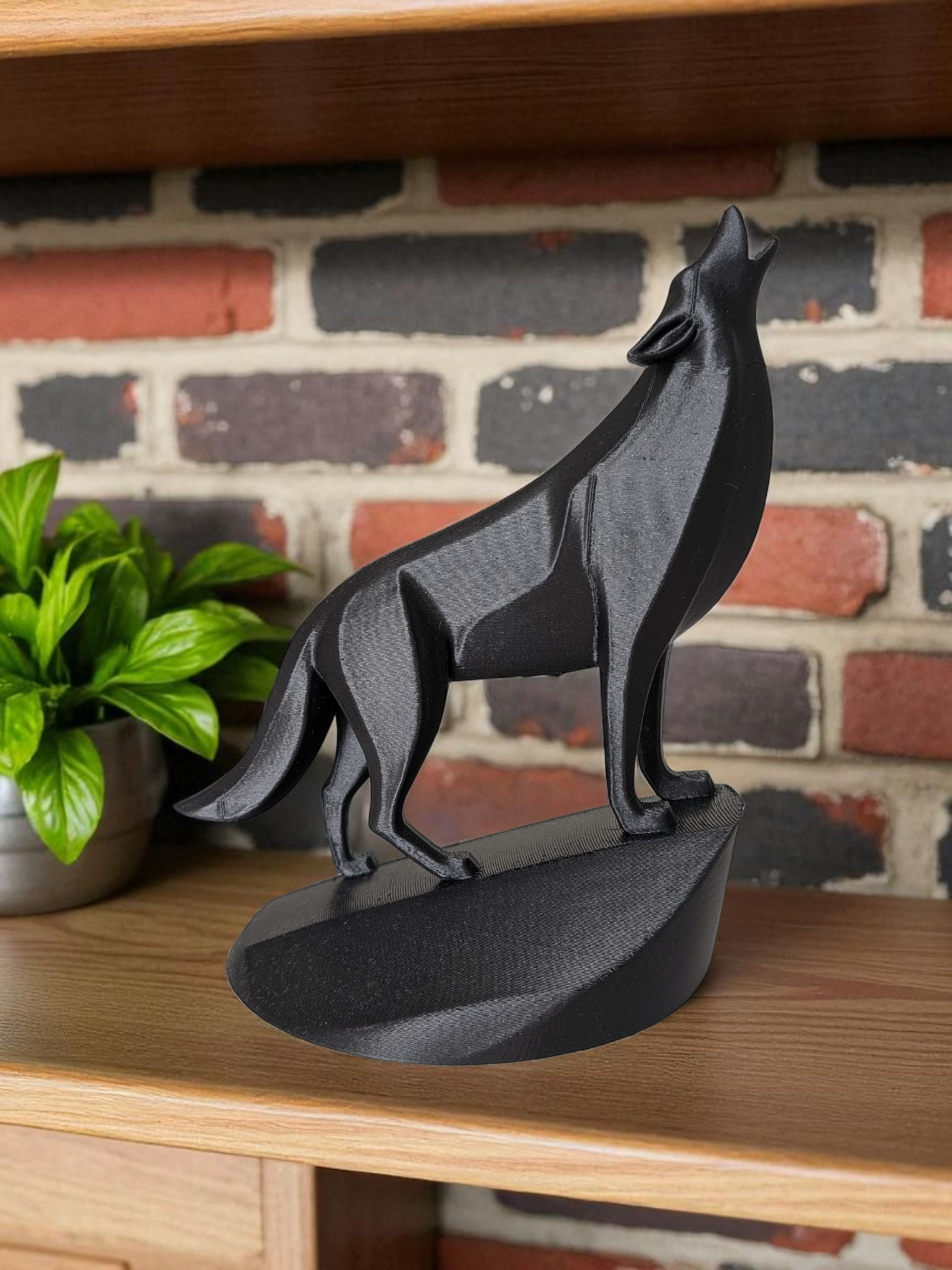 Unique Minimalist Wolf on Pedestal - Side View